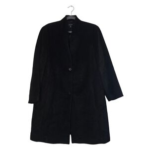 Eileen Fisher Sheared Texture Black Coat suri alpaca and wool blend pockets